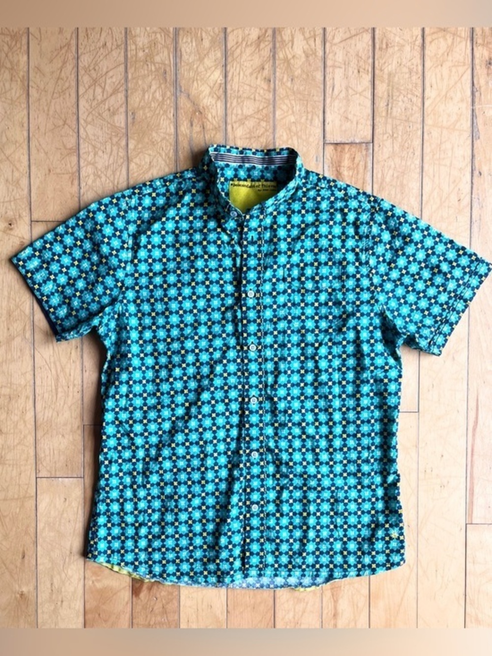 Descendant of Thieves 100% Cotton Abstract Button-Up Shirt Size Large